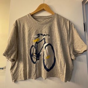 Cute bicycle design t shirt self cropped